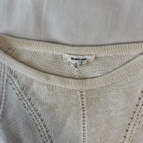 helmut lang open knit linen sweater cream slouchy minimalist pullover - Picture 5 of 6